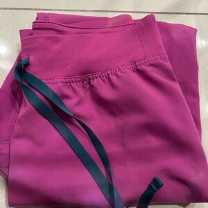 Figs Highwaisted Livingston Pant! Women's Straight Leg Pants - Pink and Green